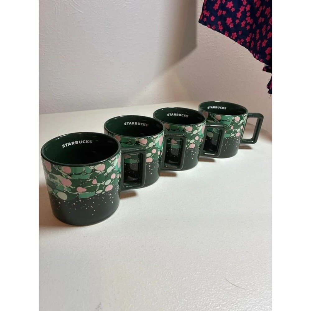 Starbucks Holiday 2022 Venetian Forest Marble Ceramic Coffee Mug 4 total